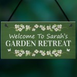 Garden Retreat Sign Personalised Garden Signs For Outdoor Floral