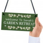 Garden Retreat Sign Personalised Garden Signs For Outdoor Floral