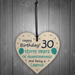 Novelty 30th Birthday Gift Wood Heart Funny Mum Dad Brother