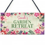 Personalised Garden Retreat Sign Gift For Her Garden Shed Signs