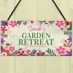 Personalised Garden Retreat Sign Gift For Her Garden Shed Signs