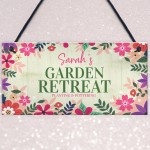 Personalised Garden Retreat Sign Gift For Her Garden Shed Signs