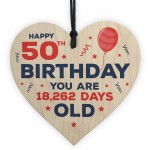 Happy 50th Birthday Funny Novelty Wooden Heart Birthday Gifts