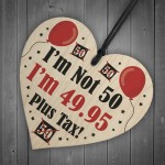 Funny 50th Birthday Gifts For Men Women Wooden Heart Joke