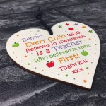 Cute Teacher Gifts Thank You Wooden Heart Leaving School Nursery