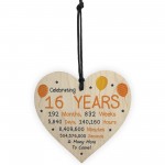 16th Birthday Novelty Wooden Heart Gift For Son Daughter Brother