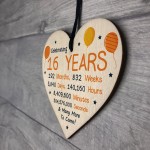16th Birthday Novelty Wooden Heart Gift For Son Daughter Brother
