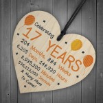 17th Birthday Novelty Wooden Heart Gift For Son Daughter Brother