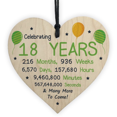 18th Birthday Novelty Wooden Heart Gift For Son Daughter Brother