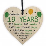 19th Birthday Novelty Wooden Heart Gift For Son Daughter Brother