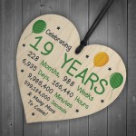 19th Birthday Novelty Wooden Heart Gift For Son Daughter Brother