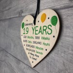 19th Birthday Novelty Wooden Heart Gift For Son Daughter Brother