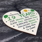 19th Birthday Novelty Wooden Heart Gift For Son Daughter Brother