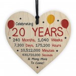 20th Birthday Novelty Wooden Heart Gift For Son Daughter Brother