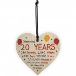 20th Birthday Novelty Wooden Heart Gift For Son Daughter Brother