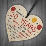 20th Birthday Novelty Wooden Heart Gift For Son Daughter Brother