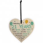 21st Birthday Novelty Wooden Heart Gift For Son Brother Friend