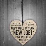 New Job Gift For Colleague Wood Heart Leaving Goodbye Gift