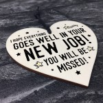 New Job Gift For Colleague Wood Heart Leaving Goodbye Gift