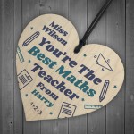 Personalised Teacher Heart Plaque Thank You Gifts Maths Teacher