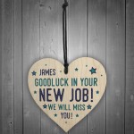 Personalised Colleague Gift Wood Heart New Job Gift Good Luck
