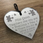 Personalised Teacher Heart Plaque Engraved Teacher Assistant