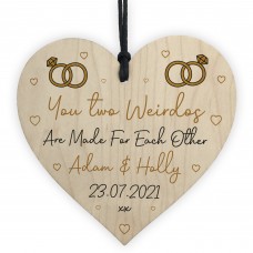 Funny Engagement Gifts For Friend Couple Personalised Wood Heart