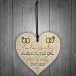 Funny Engagement Gifts For Friend Couple Personalised Wood Heart