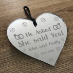 He Asked She Said Yes Engagement Gifts For Couple Engraved Heart