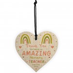 Personalised Nursery Teacher Heart Wooden Plaque Thank You Gifts