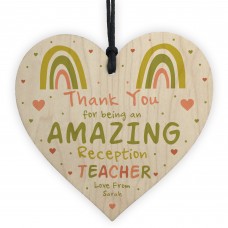 Personalised Reception Teacher Heart Wood Plaque Thank You Gifts