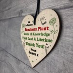 Personalised Teacher Heart Plaque Thank You Gifts for Assistant