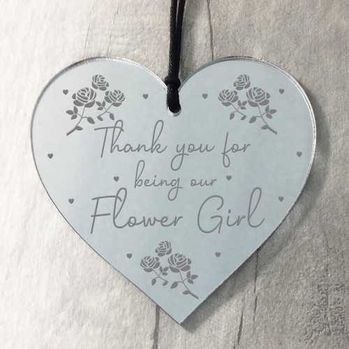 Thank You For Being Our Flower Girl Gift Engraved Heart Wedding