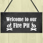 Fire Pit Garden Hanging Sign Novelty BBQ Garden Shed Plaques