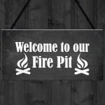 Fire Pit Garden Hanging Sign Novelty BBQ Garden Shed Plaques