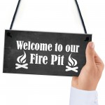 Fire Pit Garden Hanging Sign Novelty BBQ Garden Shed Plaques