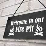 Fire Pit Garden Hanging Sign Novelty BBQ Garden Shed Plaques