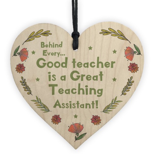 Great Teaching Assistant Gift Wood Heart Thank You Gift
