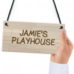 Personalised Playhouse Sign Hanging Door Wall Sign Daughter Son