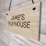 Personalised Playhouse Sign Hanging Door Wall Sign Daughter Son