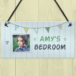 Personalised Bedroom Sign Bunting Photo Plaque Daughter Son Gift