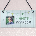 Personalised Bedroom Sign Bunting Photo Plaque Daughter Son Gift