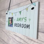 Personalised Bedroom Sign Bunting Photo Plaque Daughter Son Gift