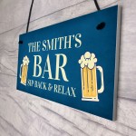 Funny Bar Sign Sip Back And Relax Personalised Man Cave Sign