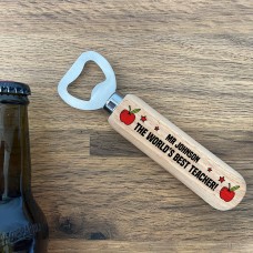 Personalised Best Teacher Gift Wood Bottle Opener Thank You