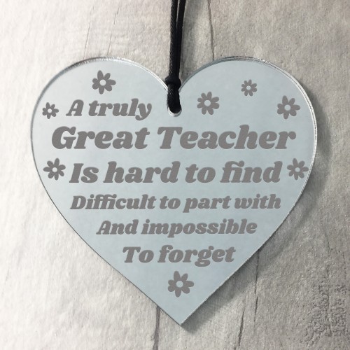 Teacher Poem Engraved Heart Handmade Teacher Gift Thank You