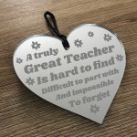 Teacher Poem Engraved Heart Handmade Teacher Gift Thank You