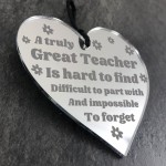 Teacher Poem Engraved Heart Handmade Teacher Gift Thank You
