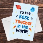 Thank You Card For Teacher Best World Space Theme Leaving School
