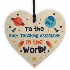 Best Teaching Assistant In The World Gift Wood Heart Thank You